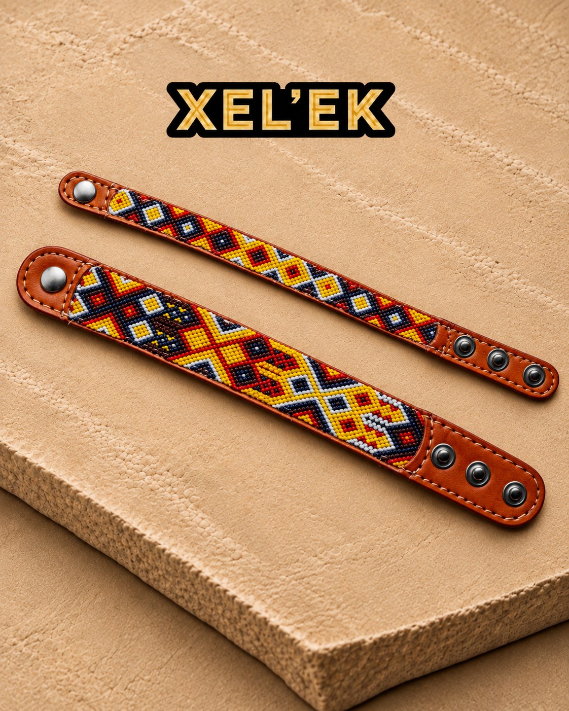 Pulseras delgada y gruesa con piel Kakaw